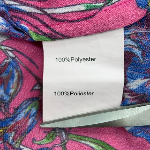 Prabal Gurung Collective Womens Size 2 Top Floral Flare Sleeve V Neck Pink - Picture 13 of 15